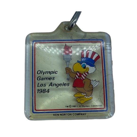Vtg Ken Norton 1984 Los Angeles Olympic Games Keychain Sam the Eagle 2" x 2" - Picture 1 of 4